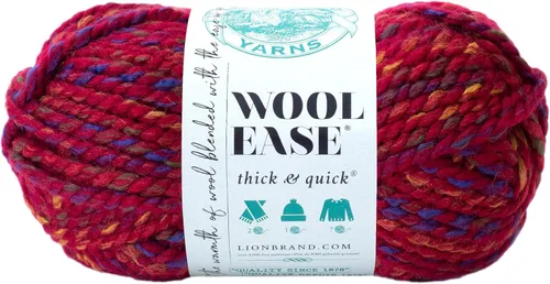 Vista 200 de Lion Brand Yarn - Ovillo de lana Wool-Ease Thick & Quick color fuerza aérea Super Bulky Wool Acrylic Blend Fiber for Soft Hats, Sweaters, Chunky