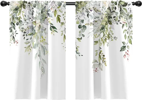 Vista 37 de Cortinas de cocina de estilo granja occidental con bolsillo para cortinero, pequeñas y cortas, estilo café rústico, cabaña, puerta de granero