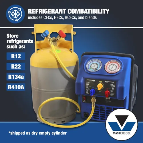 Vista 4 de Tanque de recuperación de refrigerante gris/amarillo Mastercool (62010) - 30 lb. de capacidad