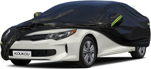 Vista 17 de KouKou Funda impermeable para automóvil para todo tipo de clima, 7 capas para automóviles con cremallera, ajuste universal para sedán, Honda Civic