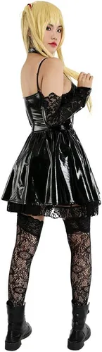 Vista 4 de Haikyuu - Vestido gótico para mujer con medias ligas, gargantilla, gótico, disfraz de cosplay para Halloween