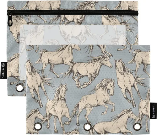 Vista 26 de Estuche de béisbol blanco para lápices de 3 anillas, paquete de 2 carpetas para lápices, estuche transparente con cremallera, bolsa de cosméticos