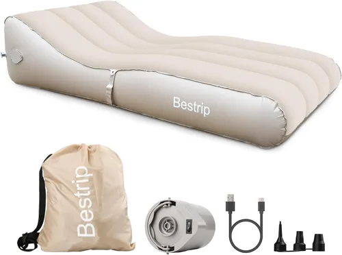 Vista 9 de Bestrip Sofá inflable con bomba incorporada – Sofá tumbona de aire de tamaño extra mejorado, cama portátil con bolsa de almacenamiento, cama
