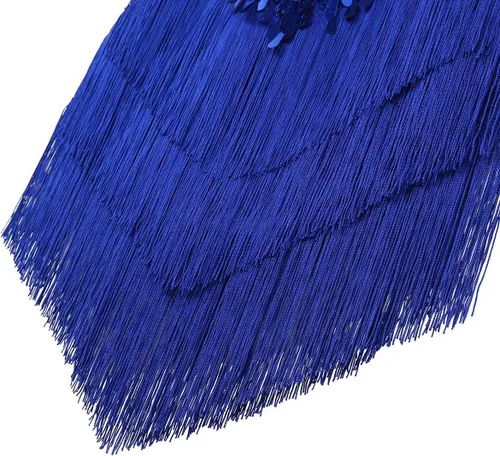 Vista 4 de Sywiyi Wonen's - Vestido de baile con flecos y lentejuelas brillantes, tango latino, Samba, con borlas y flecos, vestido de fiesta de noche