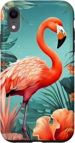 Vista 29 de Tropical Pink Flamingo Teal Orange Wildflower Palm Leaves Case for iPhone 17