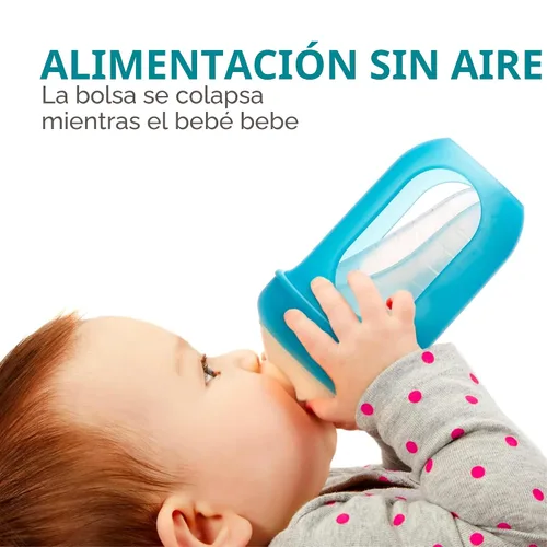 Vista 2 de Boon Nursh Bottles - Los biberones de silicona ayudan a aliviar los Azul