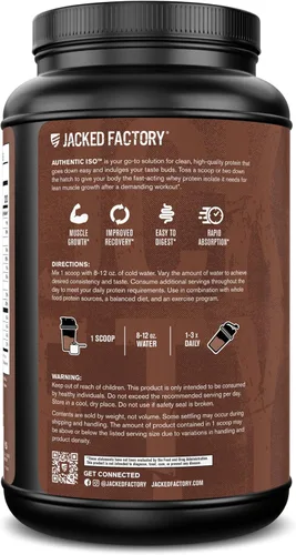 Vista 8 de Jacked Factory Auténtico polvo aislado de proteína de suero ISO, bajo en carbohidratos, proteína de construcción muscular sin OMG sin rellenos