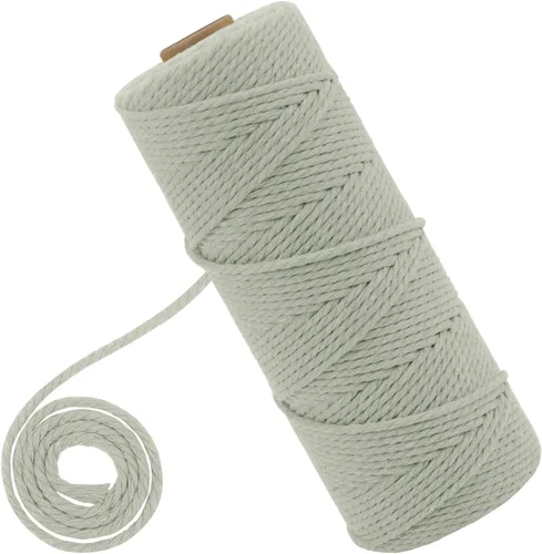 Vista 42 de CAMAL Cordón de macramé de 0.079 pulgadas x 109 yardas, cuerda de color trenzado de 3 hebras de algodón natural para tejer, atrapasueños, colgar