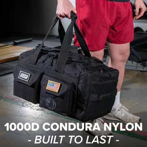 Vista 2 de Serious Steel Fitness Bolsa de gimnasio de nailon 1000D resistente (Mid BUD - Negro)