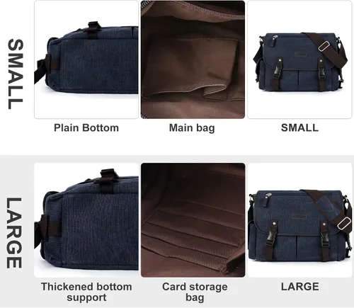 Vista 8 de Bolso de mensajero para hombre resistente al agua unisex bolsas de mensajero vintage para mujer bolsa de laptop de 14 pulgadas y 156 pulgadas