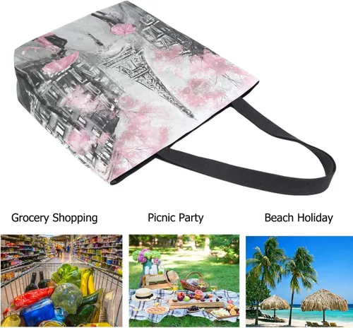Vista 2 de Bolso de hombro extra grande con patrón impreso a la moda para viajes en la playa, fin de semana, gimnasio, compras de comestibles