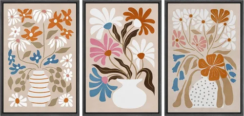Vista 94 de MUDECOR Lienzo enmarcado para pared, juego de arte de ramo de flores de vida muerta de Marie Frosch, naturaleza, desierto, ilustración, arte