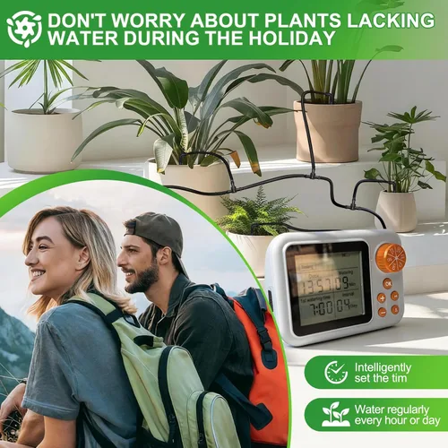 Vista 4 de Kit de riego por goteo, sistema de riego de plantas de interior, riego automático para plantas, sensor de humedad de plantas, temporizador y sistema