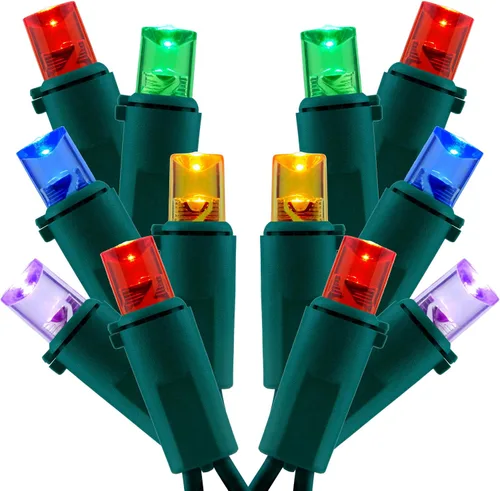 Vista 8 de Juego de 2 luces LED verdes de gran angular para Navidad, juego de 2 juegos de 100 luces LED de 0.197 in