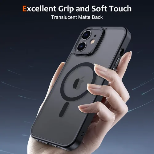 Vista 5 de Anuck - Funda magnética para iPhone 11 compatible con MagSafe, carcasa trasera mate translúcida dura, borde de TPU, delgada, resistente a impactos