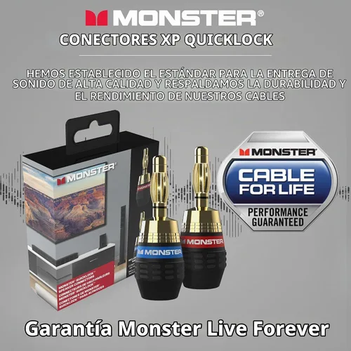 Vista 7 de Monster XP QuickLock - Enchufes tipo banana para cable de altavoz, conectores de cable de altavoz autoengarzados, conectores de audio chapados