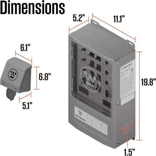 Vista 6 de Westinghouse - Kit de interruptor de transferencia de 30 amperios con 8 circuitos, compatible con generadores de hasta 7500 vatios