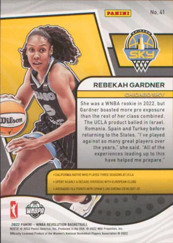 Vista 2 de 2022 Panini WNBA Revolution #41 Rebekah Gardner Chicago Sky Basketball Trading Card