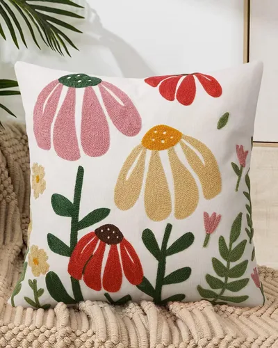 Vista 17 de JASEN Funda de almohada bordada de gato de 18 x 18 pulgadas, funda de almohada decorativa de algodón para sofá, dormitorio, sala de estar, casa
