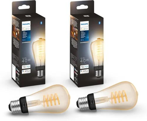Vista 12 de Philips Hue - Bombilla LED inteligente vintage Edison de filamento regulable White Ambiance ST19, 7W, blanco - Paquete de 1 - E26 - Control