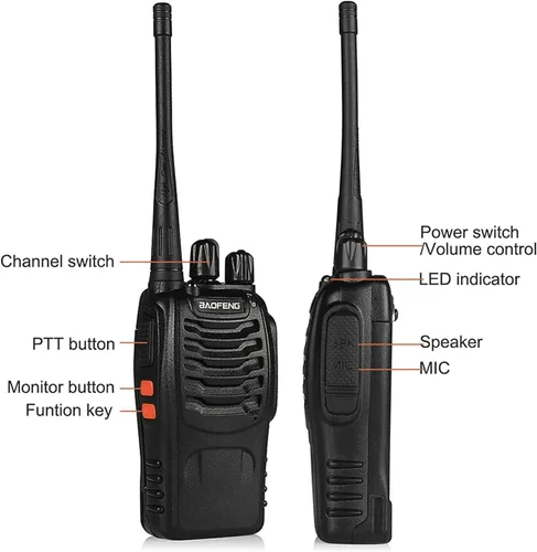 Vista 2 de Walkie Talkies Baofeng Radio 888S recargables de largo alcance con auriculares para adultos, radios de 2 vías, walkie talkies para niños, paquete
