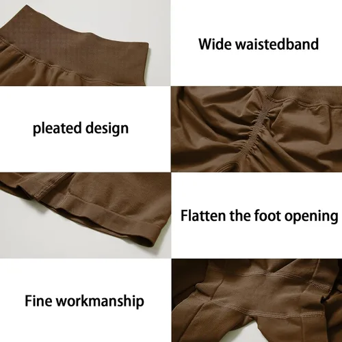 Vista 4 de Adisputent Pantalones cortos de gimnasio para mujer, sin costuras, con levantamiento de glúteos, pantalones cortos de entrenamiento para yoga