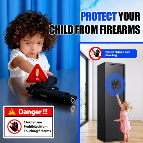 Vista 7 de Caja fuerte para armas 5-8 para rifles y pistolas, casillero de armas de huellas dactilares, biométrico seguro para armas, sin montaje, estante