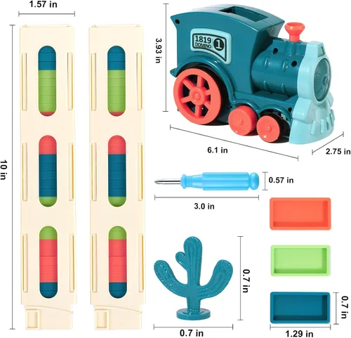 Vista 3 de Juego de 200 juguetes de tren de dominó, juego creativo de construcción y apilamiento automático para niños de más de 3 años, juguetes Montessori