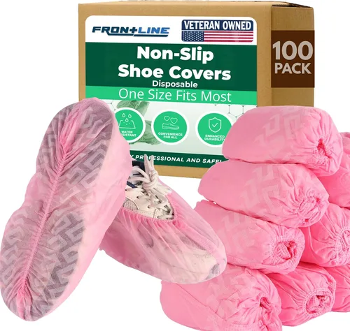 Vista 10 de Frontline Fundas para zapatos desechables antideslizantes, paquete de 100 unidades, fundas premium para botas de tela no tejida duraderas