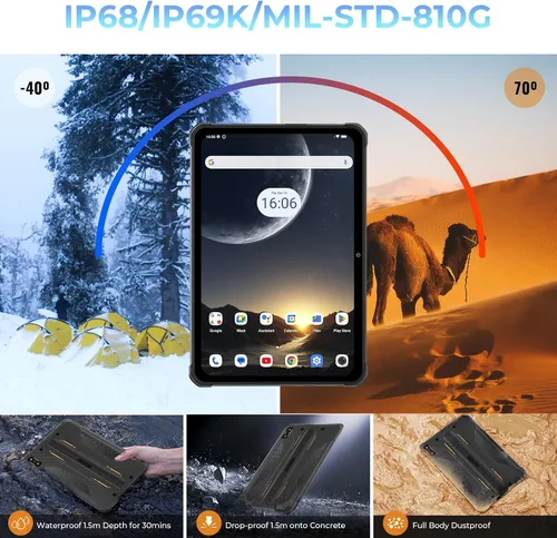 Vista 7 de HOTWAV R7 Tablet resistente Android 13, 15600mAh 10.1 pulgadas HD+ tableta impermeable, 12GB+256GB/(2TB TF) Tabletas de trabajo al aire libre