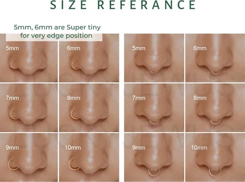Vista 7 de LUCKYJEWUS Small Thin Gold or Sterling Silver Nose Ring Hoop for Women, Tiny Nose Piercing jewelry