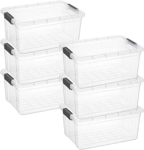 Vista 123 de Superio - Contenedores de almacenamiento de plástico transparente de 1.27 cuartos de galón con tapas, contenedores organizadores apilables, cajas