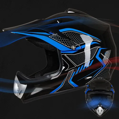 Vista 3 de ILM - Casco para niños o jóvenes para motocross o cuatrimoto o calle, de cara completa, para moto, incluye lentes y guantes, aprobado por el DOT