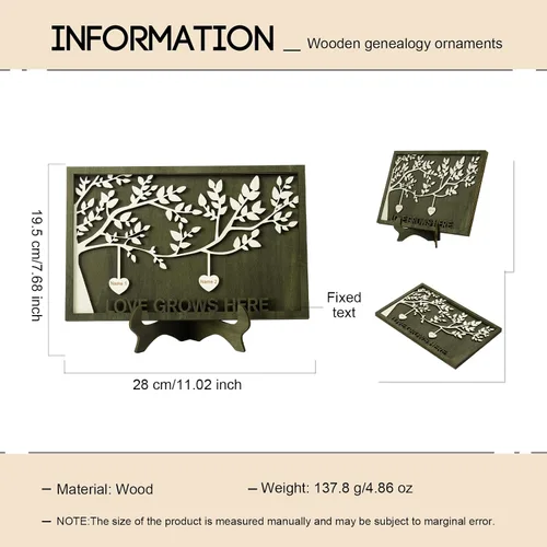 Vista 4 de Jeweidea Letrero personalizado con nombre de la familia con 2-9 nombres, adorno personalizado con placa grabada del árbol de la vida con soporte, 2