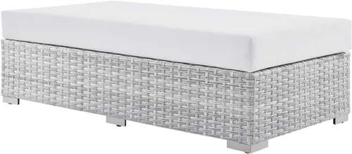 Vista 41 de Modway Convene - Otomana rectangular de mimbre para patio al aire libre, color gris claro