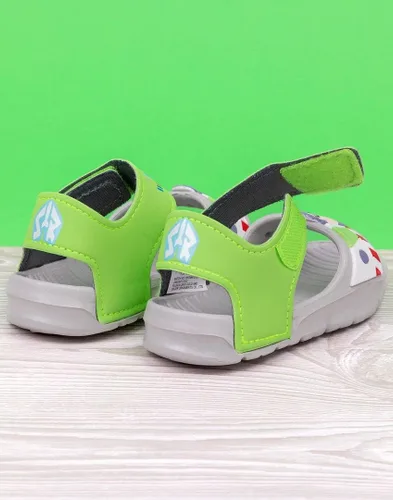 Vista 4 de Disney Toy Story Buzz Lightyear - Sandalias para niños, deslizadores de superhéroes con correa de apoyo para niños pequeños, calzado sin cordones