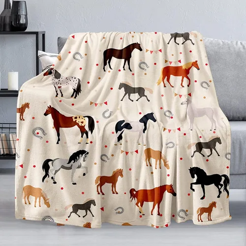 Vista 8 de Manta de caballo, suave y cálida manta de felpa polar de 50 x 40 pulgadas, manta de franela suave y acogedora para cama, sofá, oficina, campamento