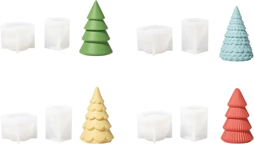 Vista 8 de BOOWAN Nicole Moldes de silicona apilables para árbol de Navidad con tapa, moldes modulares de silicona para hormigón Jesmonite, cemento hecho a