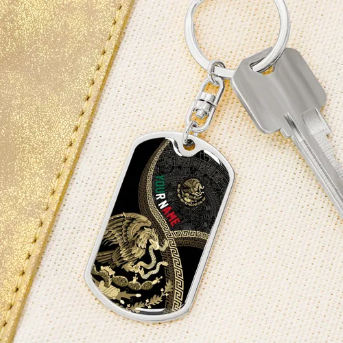 Vista 3 de MAPrints Llavero con nombre personalizado de México, llavero de águila mexicana, llavero de gallo mexicano, llavero de regalo de la bandera de México