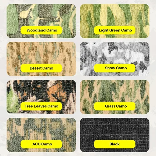 Vista 6 de Cinta envolvente autoadhesiva de camuflaje para protección de 5 cm x 4,5 m. Cinta de camuflaje discreta de tela no tejida. Vendaje elástico para ACU
