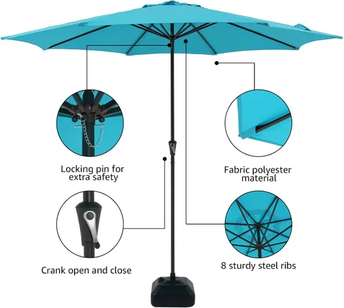 Vista 2 de COBANA Patio Umbrella with Base Included, Outdoor Market Table Umbrella with Umbrella Stand Weights