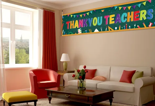 Vista 4 de Nepnuser Cartel grande de agradecimiento para el día de agradecimiento del profesor, cartel colgante para el aula, tablero de anuncios y decoración