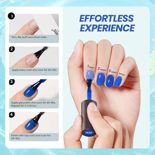 Vista 5 de Beetles - Juego de esmaltes de uñas de gel azul, 6 colores A - Azul Bubble Splash