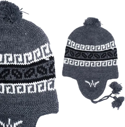 Vista 2 de Gamboa Gorro de alpaca para hombres y mujeres, gorra con orejeras para invierno, sombrero peruano