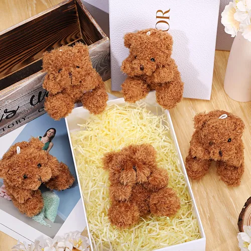 Vista 4 de Threan 8 piezas de mini osos de peluche de 4 pulgadas, juguetes de peluche pequeños a granel, muñeco de oso suave, regalos para llavero, suministros
