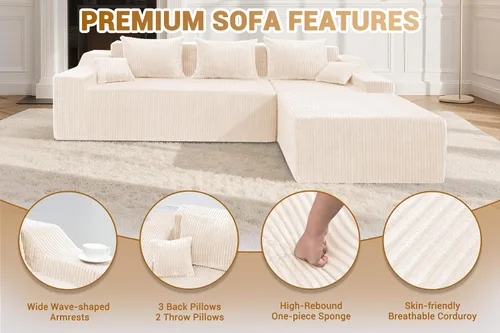 Vista 4 de HABUTWAY Sofá modular modular de 101 pulgadas con asiento profundo, moderno sofá convertible en forma de L, sofá tapizado con diván para sala