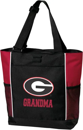 Vista 9 de Broad Bay University of Georgia Tote Bag UGA Logo, 600D Polyester Canvas, Adjustable Web Handles, Front Pocket, Side Mesh Pockets, Pen Loops