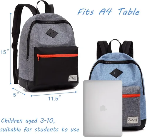Vista 4 de mochila para niños, bolsos escolares de moda para niños, Gris, Classic