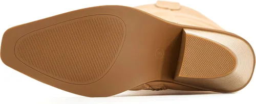 Vista 6 de Botas altas hasta la rodilla con cremallera lateral para mujer, tacón grueso, punta cuadrada, cómodas botas largas