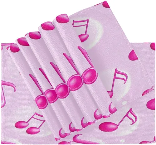 Vista 4 de Personalizado Dibujos Animados Rosa Notas Mat con Placa de Primavera Reutilizable Mantel Individual para Bebé Conjunto de 6 12 x 18 para Mesa